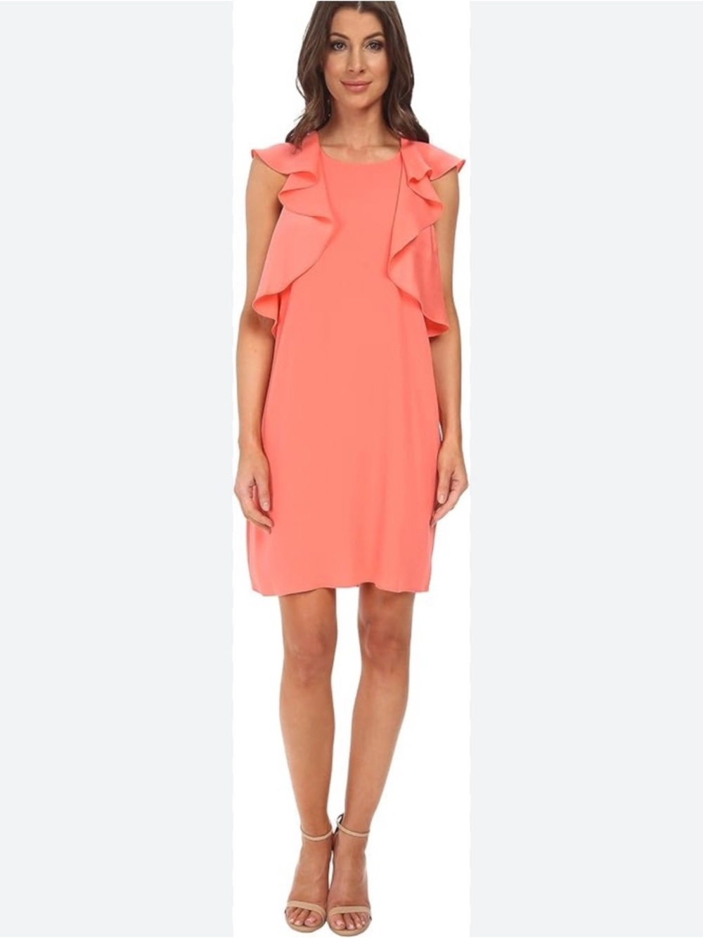 BCBGMaxAzria Coral Jenni Ruffle Shift Dress